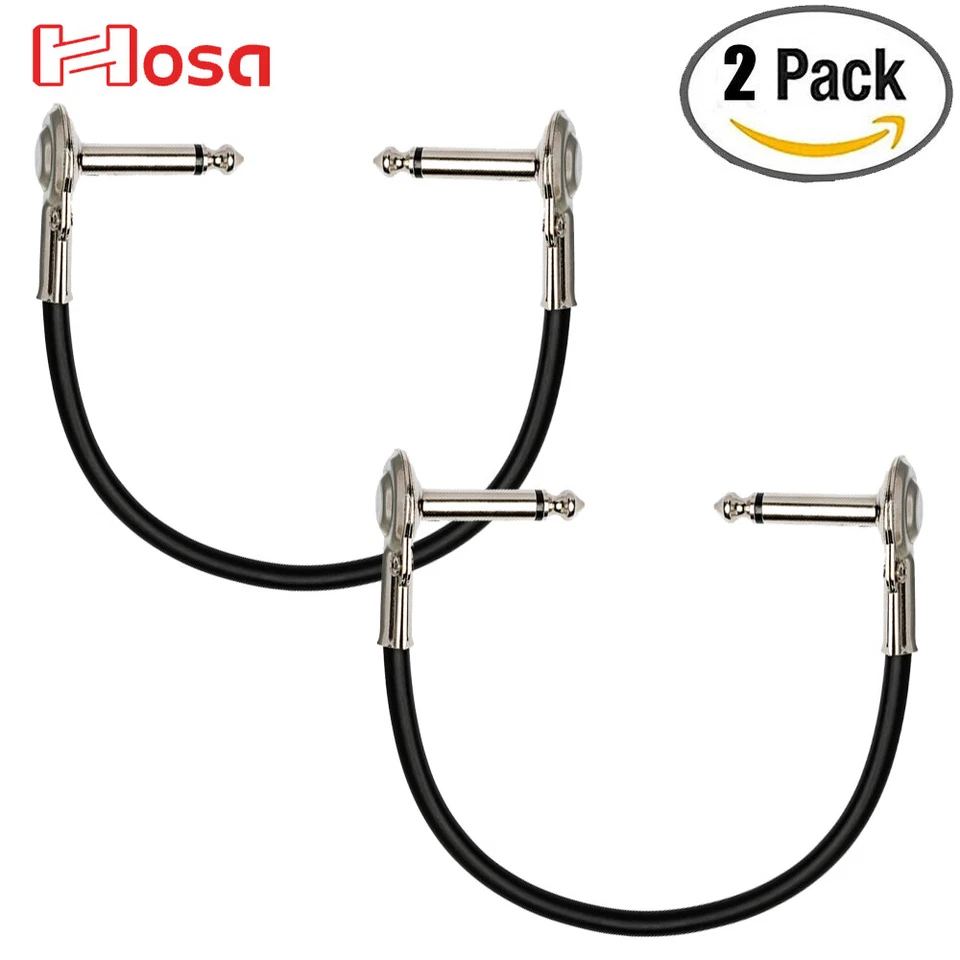 PACK de 2 cables de conexión Hosa 1FT IRG-101 de bajo perfil ángulo recto al mismo cable plano para panqueques Foto 1 de 1