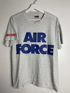 Vintage 90s US Air Force Aim High Spellout T-Shirt Gr. L Single Stitch Graphic Navy - Bild 1 von 5
