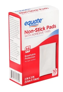 Equate Non-Stick Pads with Adhesive Tabs – 10 Count Wound Care Pads - Picture 1 of 1