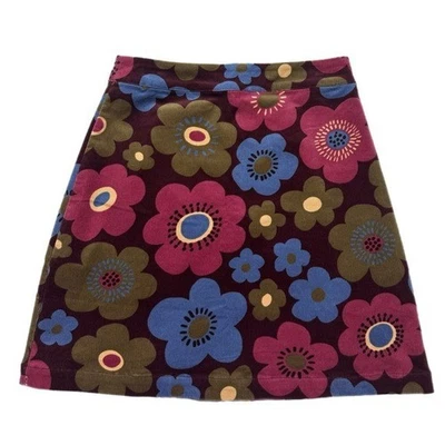ModCloth x Princess Highway Blooms Abound Burgundy Floral Corduroy Mini Skirt 10 - Image 1 of 4