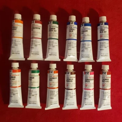 HOC Holbein Oil Color Extra Fine Artist's Paints lot 12 tubes 40ml High Series - Image 1 of 4