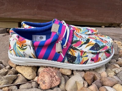 Hey Dude Wally Tri Color Mixed Floral Canvas Slip On Loafers Men's Sz 13 EUC - Image 1 of 4