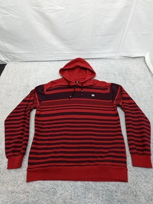 DC Shoes Hoodie Mens Large Sweatshirt Red Stripe Skater Y2K Rob Dyrdek - Image 1 of 4