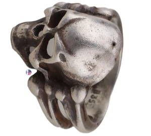 Ring 835 Silber WW1 WWI WW2 WWII Totenkopf Knochen Todeskopf Gothic Skelett Biker - Bild 1 von 12