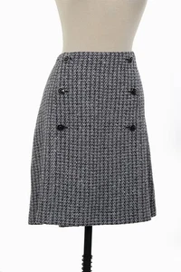 Falda St John Tejida Tweed Detalle Botón Frontal, Gris/Azul Marino Multi Talla 0 Nueva con Etiquetas $595 - Imagen 1 de 4