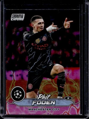 2021 Stadium Club Chrome UEFA Phil Foden Pink/Red Electric Charge Refractor #47 - Image 1 of 2