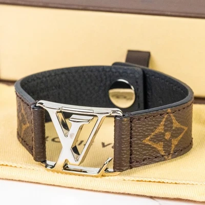Pulseira LOUIS VUITTON Hockenheim monograma marrom tamanho 21 masculina autêntica com caixa [S] - Imagem 1 de 4