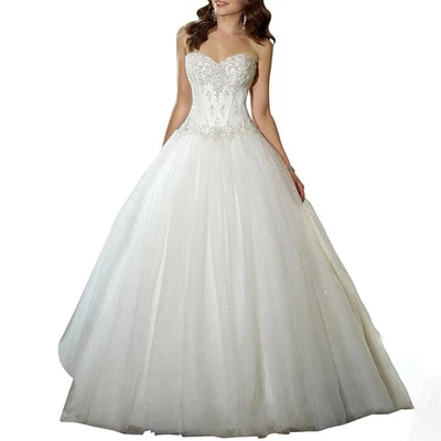 Lace Wedding Dresses Classic Bride Floor Length Applique Sexy Backless Ball Gown - Image 1 of 4