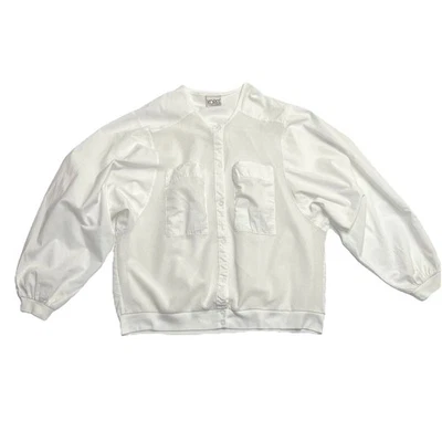 Chaqueta Bomber Koret Para Mujer De Colección Años 80-90 Blanca Ligera Malla Top Hecha en EE. UU. Foto 1 de 4