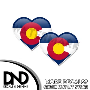Calcomanía de corazón casco de corazón con bandera de Colorado paquete de 2 pulgadas - Imagen 1 de 2