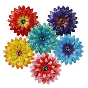 6 Pieces Metal Flowers Outdoor Decor, 8 Inch Wall Art 3D Daisy Decor Cute - Picture 1 of 8