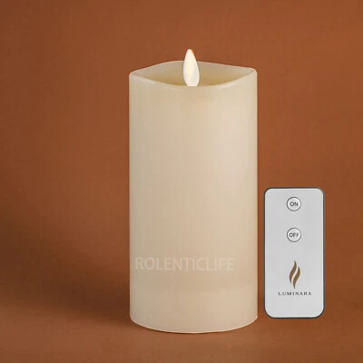 Luminara Flameless Battery Pillar Candles Remote Moving Flame Ivory Wax 3X6.5 - Image 1 of 4
