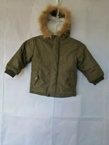 Kids Tales Boys Jacket Faux Fur Hood Sherpa Lining Khaki Size 110 cm - Picture 1 of 7