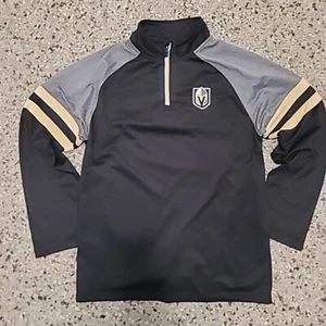 Las Vegas Golden Knights 1/4 Zip Up Collared Pullover Black/grey/Gold NHL Med  - Picture 1 of 6