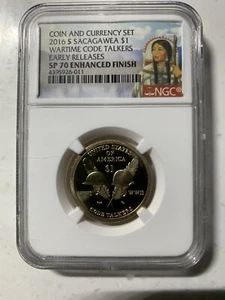 2016 S/S $1 SACAGAWEA CODE TALKERS NGC SP70 ENHANCED FINISH EARLY RELEASE DOLLAR - Picture 1 of 3