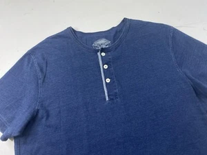 Wallace & Barnes J Crew Indigo Short Sleeve Henley Shirt Mens XL - Picture 1 of 7
