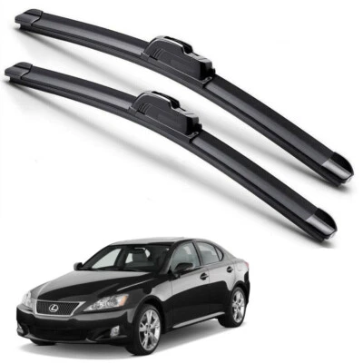 For 2006-2013 Lexus IS250 IS350 Windshield Wiper Blades J-HOOK Hybrid Silicone - Image 1 of 4