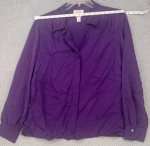 Talbots reine Seide Damen lila versteckte Knopfleiste Tunika 100 % Seide Top Gr 16 - Bild 1 von 11