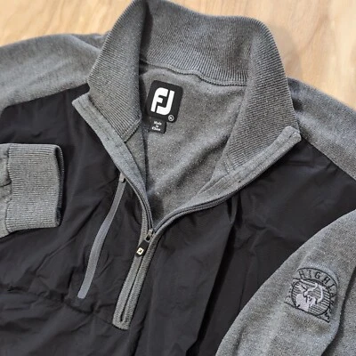 FootJoy FJ Sweater Mens XL Black Gray Golf 1/4 Zip Performance Windproof Wool - Image 1 of 4