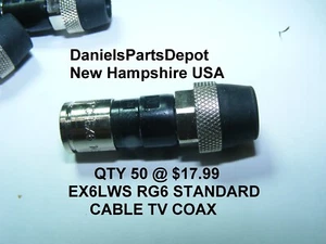 CONECTOR QTY25 RG6 CABLE TV COAXIAL EX6XLWS PLUS COMPRESIÓN F AQUA APRETADO EE. UU. RÁPIDO - Imagen 1 de 10