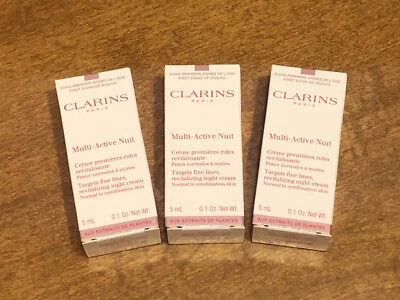 3 X Clarins Multi Active Nuit Revitalizing Night Cream 0.1 oz 5ml Travel Mini ❤️ - Image 1 of 4