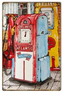 ATLANTIC SHELL GAS PUMPS 18" HEAVY DUTY USA MADE METAL GASOLINE ADVERTISING SIGN - Picture 1 of 1