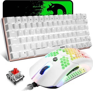 80% Mechanical Gaming Keyboard and Mouse,3 in 1 Gaming Set,White LED Backlit Key - Picture 1 of 8