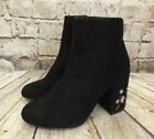 Womens New Look Black Zip Fastening Embroidered High Heel Ankle Boots UK 3 EUR36