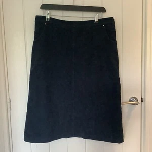 M&S Size 14 Navy Cotton Classic A Line Skirt Velvet Style Lined Pockets - Picture 1 of 6