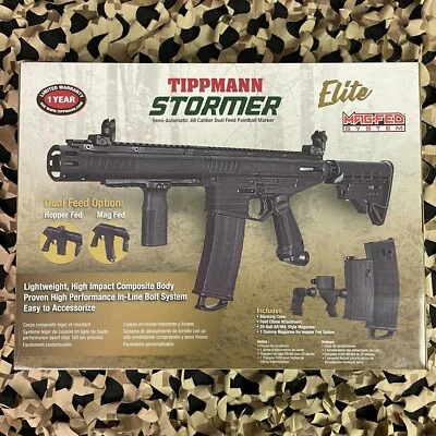 NEW Tippmann Stormer Elite Dual Fed Paintball Gun - Black