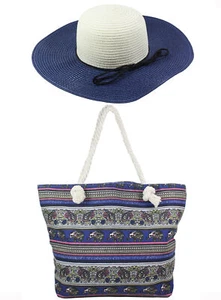 Cappello Donna e Borsa Mare 3 Colori Kit Vacanza Estate Mare Piscina Spiaggia - Foto 1 di 6