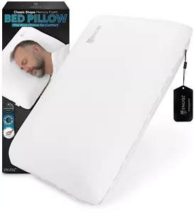 SNUGL Classic Memory Foam Bed Pillow for Neck and Shoulder Pain - White (OUTLET) - Picture 1 of 16