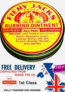 Fiery jacks rubbing ointment, Relieves Rheumatism, Siatica, Lumbago, Neuritis,