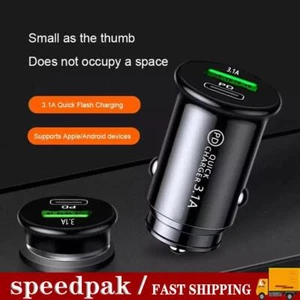 QC3.0 Car Charger Fast Charging Lighter Slot PD 20W Charge USB HOT Type C S0S3 - Zdjęcie 1 z 14
