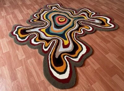 Paints Melt Multicolored Hand Tufted 100% Wool Soft Area Rug Carpet - Image 1 of 4