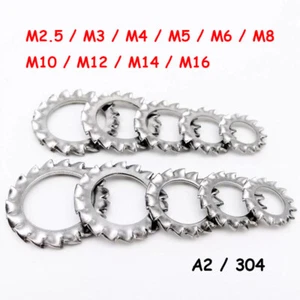 M2-M16 External Tooth Serrated Lock Washer 304 Stainless Steel Shakeproof Gasket - Picture 1 of 8