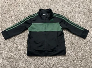 Adidas Three Stripe Black & Green Track Jacket  Logo Front Size 9 Months - Picture 1 of 5