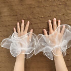 1Pair Nail Tulle Fake Pleated Cuff Manicure Photography Props Embellish Pearl MJ