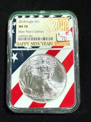2018 AMERICAN SILVER EAGLE NEW YEARS EDITION NGC MS 70 - Image 1 of 4