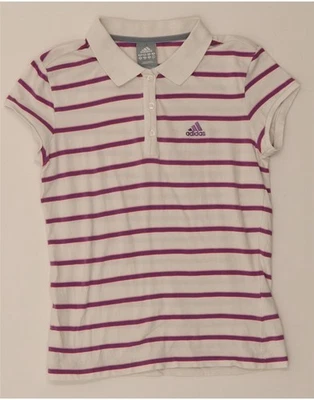 ADIDAS Womens Polo Shirt UK 10 Small  Multicoloured Striped Cotton AZ14 - Image 1 of 3