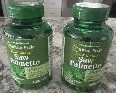 Puritans Pride Saw Palmetto 450 mg - 200 cápsulas cada una (400)-2 botellas ¡NUEVO! Foto 1 de 4