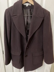 Vintage Larry Levine Blazer Womens M Chocolate Wool Jacket  Classic 2 Button - Picture 1 of 7