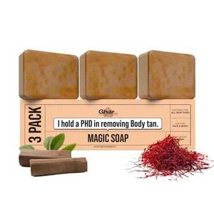Ghar Seifen Sandelholz & Safran Zauberseifen für Bad (300 g 3er Pack) - Bild 1 von 7
