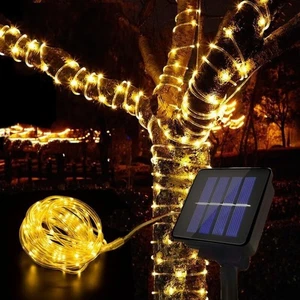 Outdoor Solar LED Powered Fairy String Rope Strip Lights Waterproof Garden Patio - Picture 1 of 12