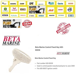 Beta Marine Control Panel Key 600-00058 Fits 600-00057 ignition switch Master - Picture 1 of 1