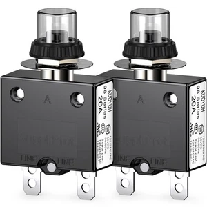Thermal Circuit Breaker, 20 Amp Push Button Manual Reset Circuit Breaker 32V ... - Picture 1 of 5