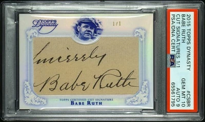 2015 Topps Dynasty Babe Ruth HOF Cut Auto 1/1 PSA 10 Gem MT New York Yankees - Image 1 of 4