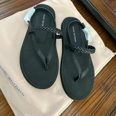 $280 STUART WEITZMAN CONTEMPO BRAIDED LEATHER SANDAL BLACK SZ 36 5.5 B NEW - Image 1 of 4