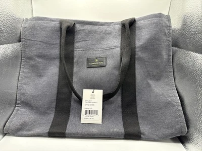 Bolso de Mano London Gris Niebla y Negro Denim Lona con Cremallera Nuevo con Etiquetas  Foto 1 de 4