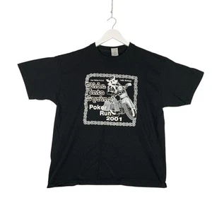 Vintage Fruit Of The Loom XL T-Shirt Black Poker Run Motorcycle 2001 Paper Tags  - Picture 1 of 9